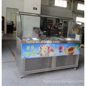 Factory direct supply double pan with 10 cooling tanks fried ice cream machine
